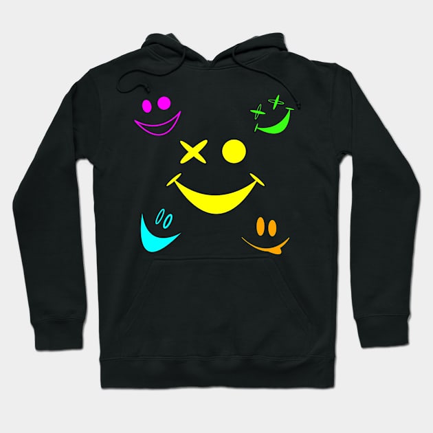 Neon Smiley Spectrum No 1 Hoodie by Fun Funky Designs